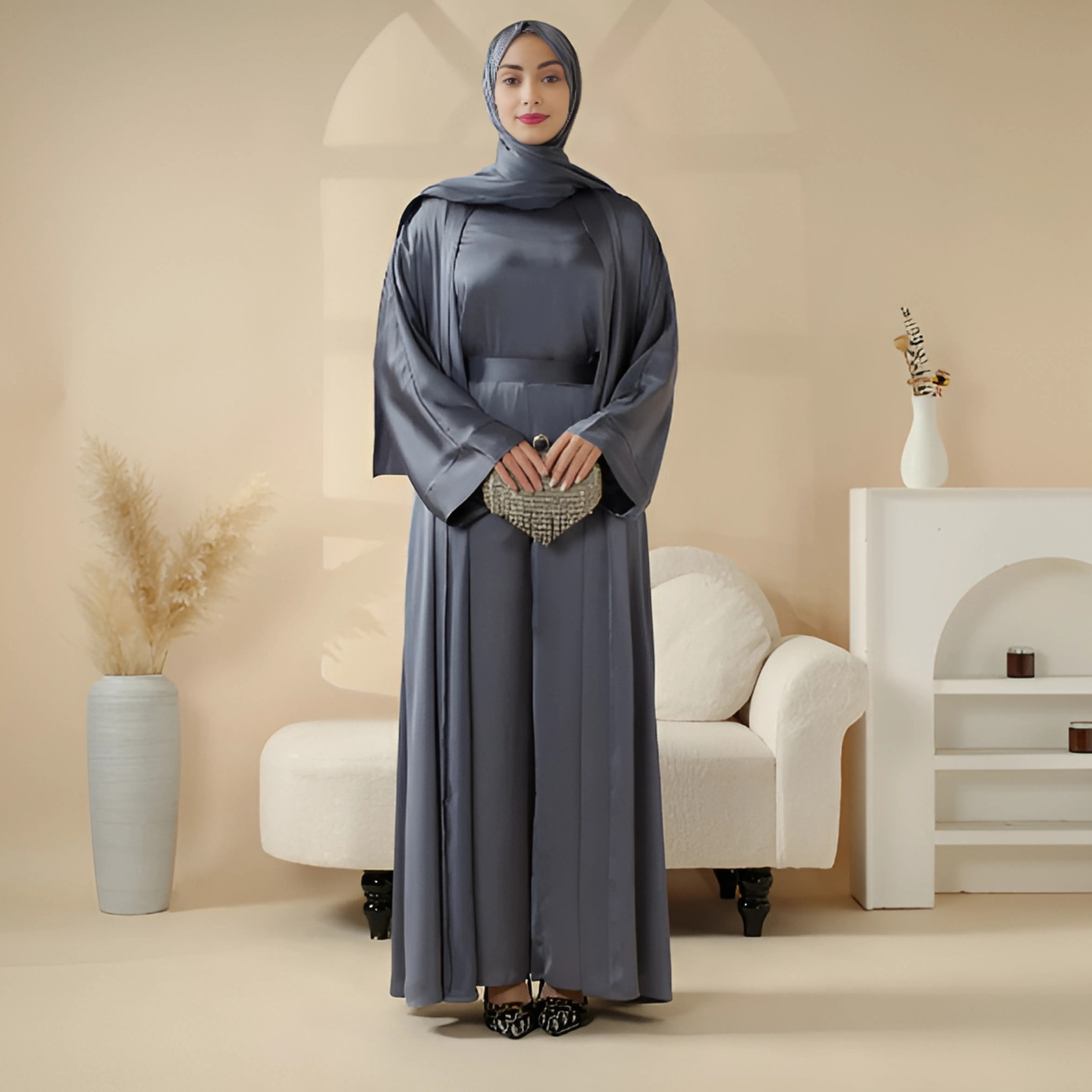 Premium Satin Modest Abaya Set