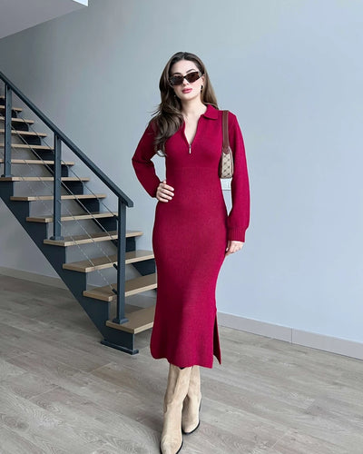 ALMA ZIPPERED COLLAR DRESS